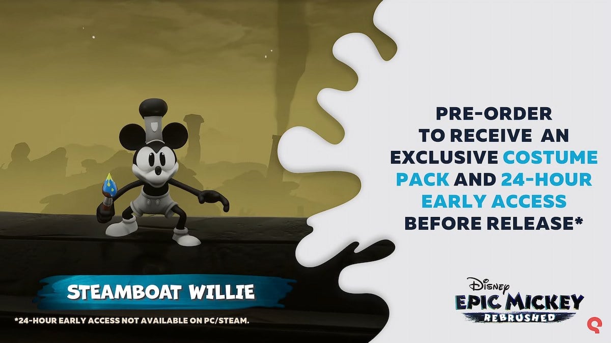 The Steamboat Willie costume available with preorders of Disney Epic Mickey: Rebrushed.